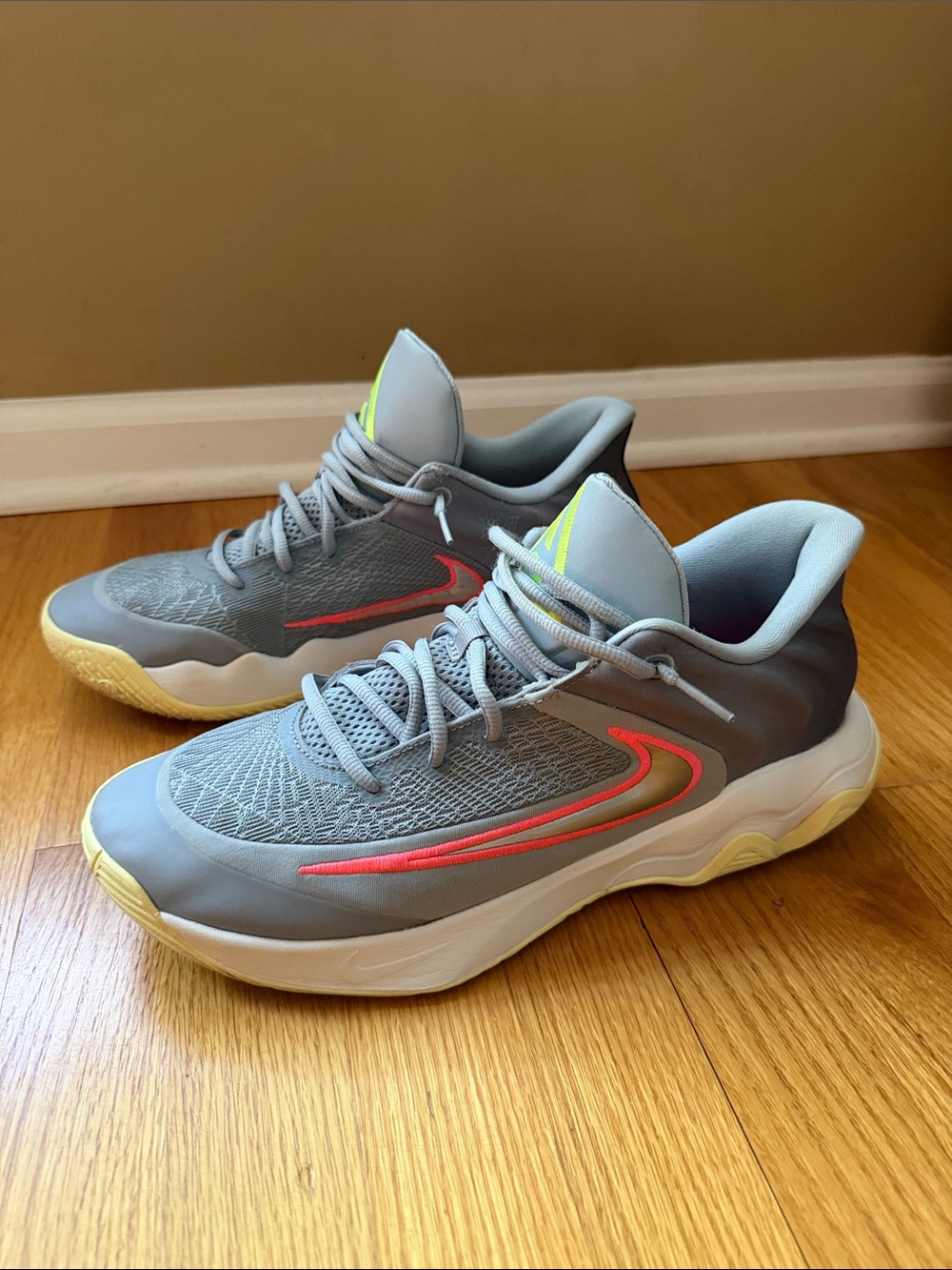 Nike Giannis Immortality 4 Basketball Shoes Gray Red Mesh FQ3680-009
